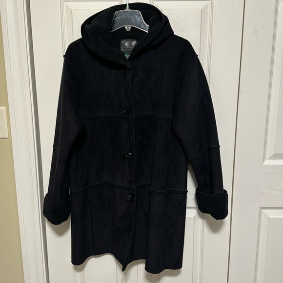 Lauren by Ralph Lauren Faux Suede Hooded Coat - Picture 1 of 5